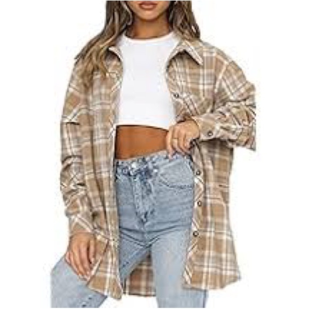 OAK + FORT Brown Plaid Jacket